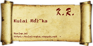 Kulai Réka névjegykártya